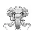 mammoth head with flowers tattoo design idea