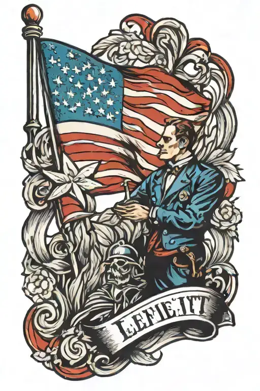 patriotic left sleeve tattoo design idea