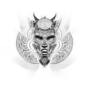 A Versace-inspired design featuring a car engine with intricate patterns tattoo design idea