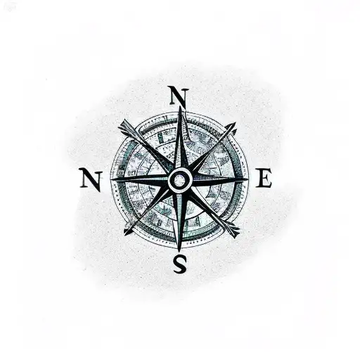 ocean, compass tattoo design idea