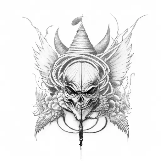 Create a tattoo of a quill pen transforming into a Bray Wyatt lantern tattoo design idea