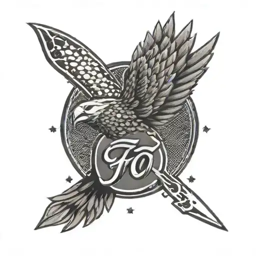 foo fighters logo with hawk tattoo design idea