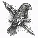 foo fighters logo with hawk tattoo design idea