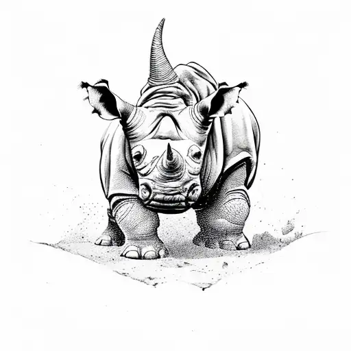 A rhino using a jiu jitsu kimono tattoo design idea
