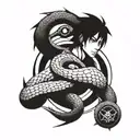 Sasuke Snake, with sharingan in the back tattoo design idea