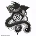 Sasuke Snake, with sharingan in the back tattoo design idea