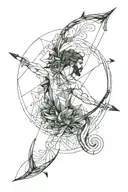 Odysseus bow and arrow tattoo design idea