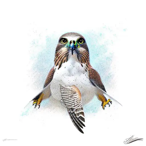 a perigrine falcon diving towards a White Throated Needletail tattoo design idea