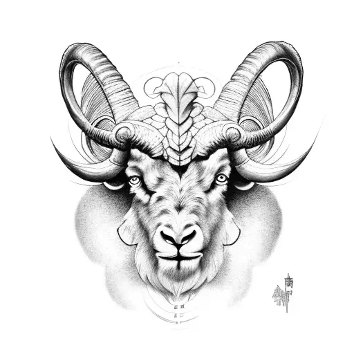 full arm sleeve photo realistic Neo traditional tattoo of Aries the ram tattoo design idea