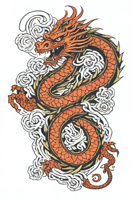 dragon Japanese car parts forming tattoo design idea