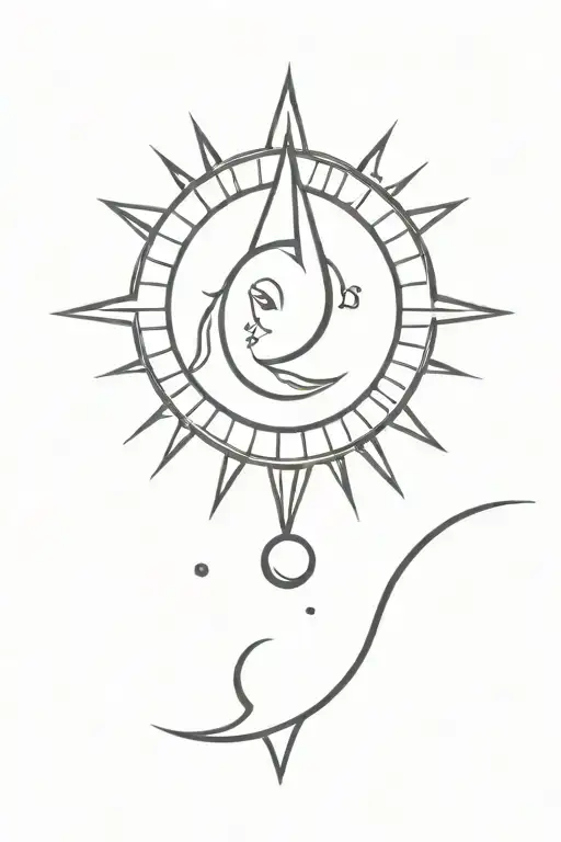 shiv damru with sun moon tattoo design idea