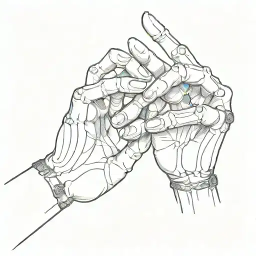 skeleton hands exchanging rings tattoo design idea