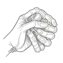 skeleton hands exchanging rings tattoo design idea