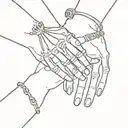 skeleton hands exchanging rings tattoo design idea