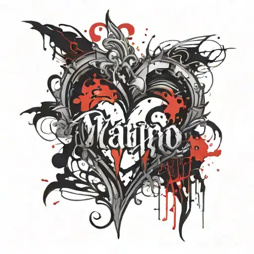mauro gothic letters in the shape of a heart tattoo design idea