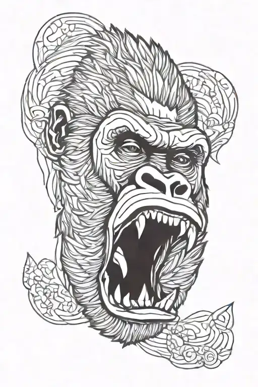 gorilla face tattoo design idea
