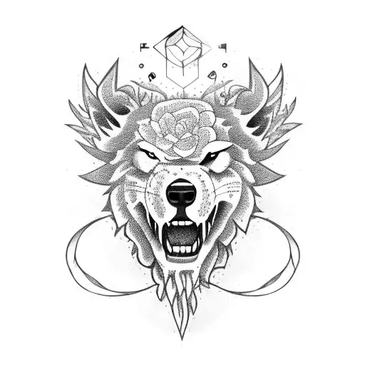 Lobo com floresta negra tattoo design idea