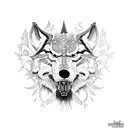 Lobo com floresta negra tattoo design idea