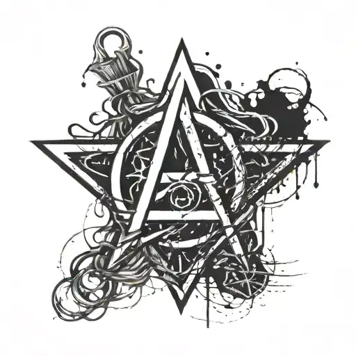 An anarchy symbol made of simple paintings tattoo design idea