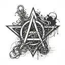 An anarchy symbol made of simple paintings tattoo design idea