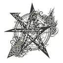 An anarchy symbol made of simple paintings tattoo design idea