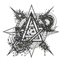 An anarchy symbol made of simple paintings tattoo design idea