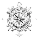 anchor cross compass tattoo design idea