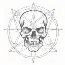 skull and pentagram tattoo design idea