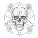 skull and pentagram tattoo design idea