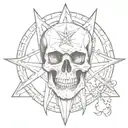 skull and pentagram tattoo design idea