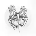 a praying hand with a cross tattoo design idea