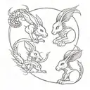 rabbit and dragon tattoo design idea
