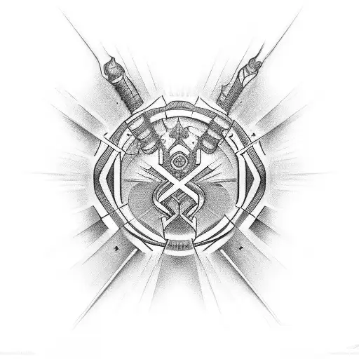 cyber sigilism cross tattoo design idea
