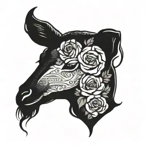 lamb and roses tattoo design idea