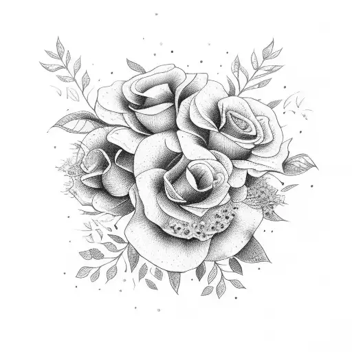 birth flower bouquet with july february and december  tattoo design idea