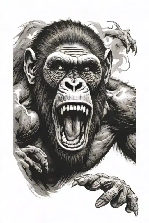 ape screaming  tattoo design idea