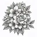 February and September birth flower bouquet with name in it  tattoo design idea