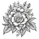 February and September birth flower bouquet with name in it  tattoo design idea