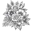 February and September birth flower bouquet with name in it  tattoo design idea