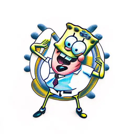 SpongeBob playing tennis tattoo design idea