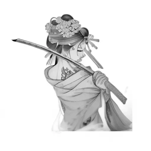 a samurai geisha  tattoo design idea