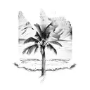 Palm Tree, Table Mountain, Surf Board tattoo design idea