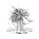 Palm Tree, Table Mountain, Surf Board tattoo design idea