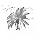Palm Tree, Table Mountain, Surf Board tattoo design idea