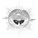 Palm Tree, Wave, Surfboard, Sun, Table Mountain tattoo design idea