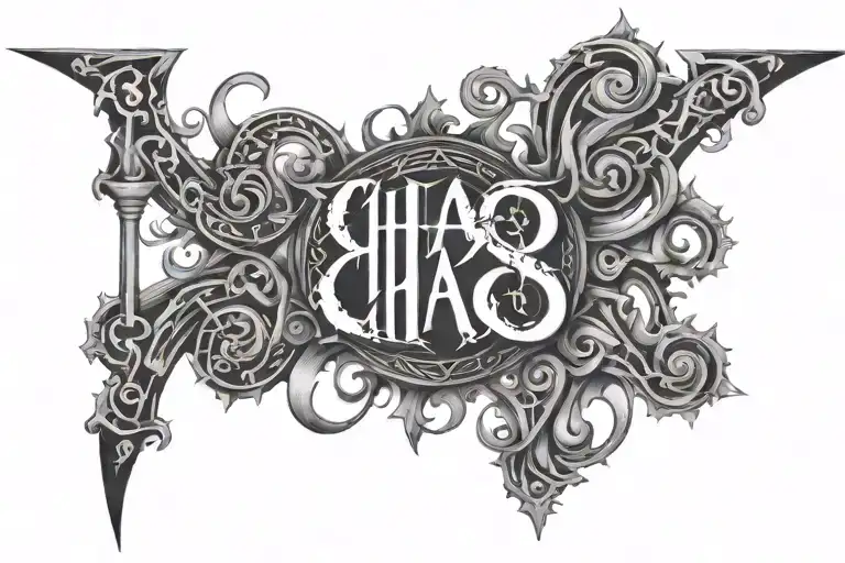 Core Idea: Start with the word "chaos" as the central element. The letters could be stylized to appear as if they are di tattoo design idea