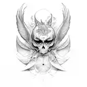 lilith + ailes + caducee  tattoo design idea