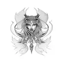 lilith + caducee  tattoo design idea