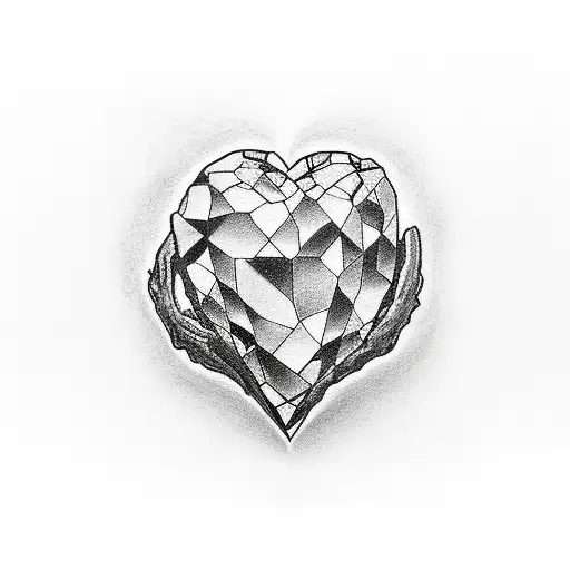 cracked stone heart tattoo design idea