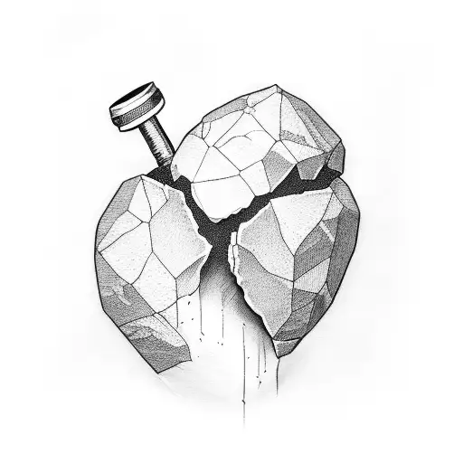 a single crack in a stone heart tattoo design idea